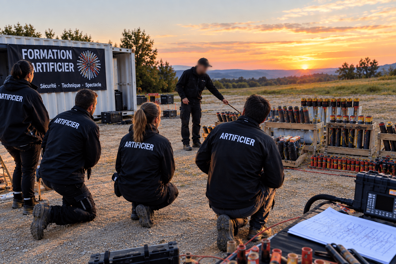 Formation d’artificiers France Feux sur un terrain d’exercice